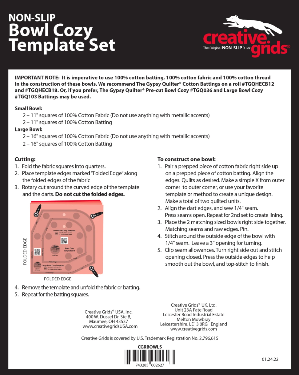 Creative Grids Bowl Cozy Template Set