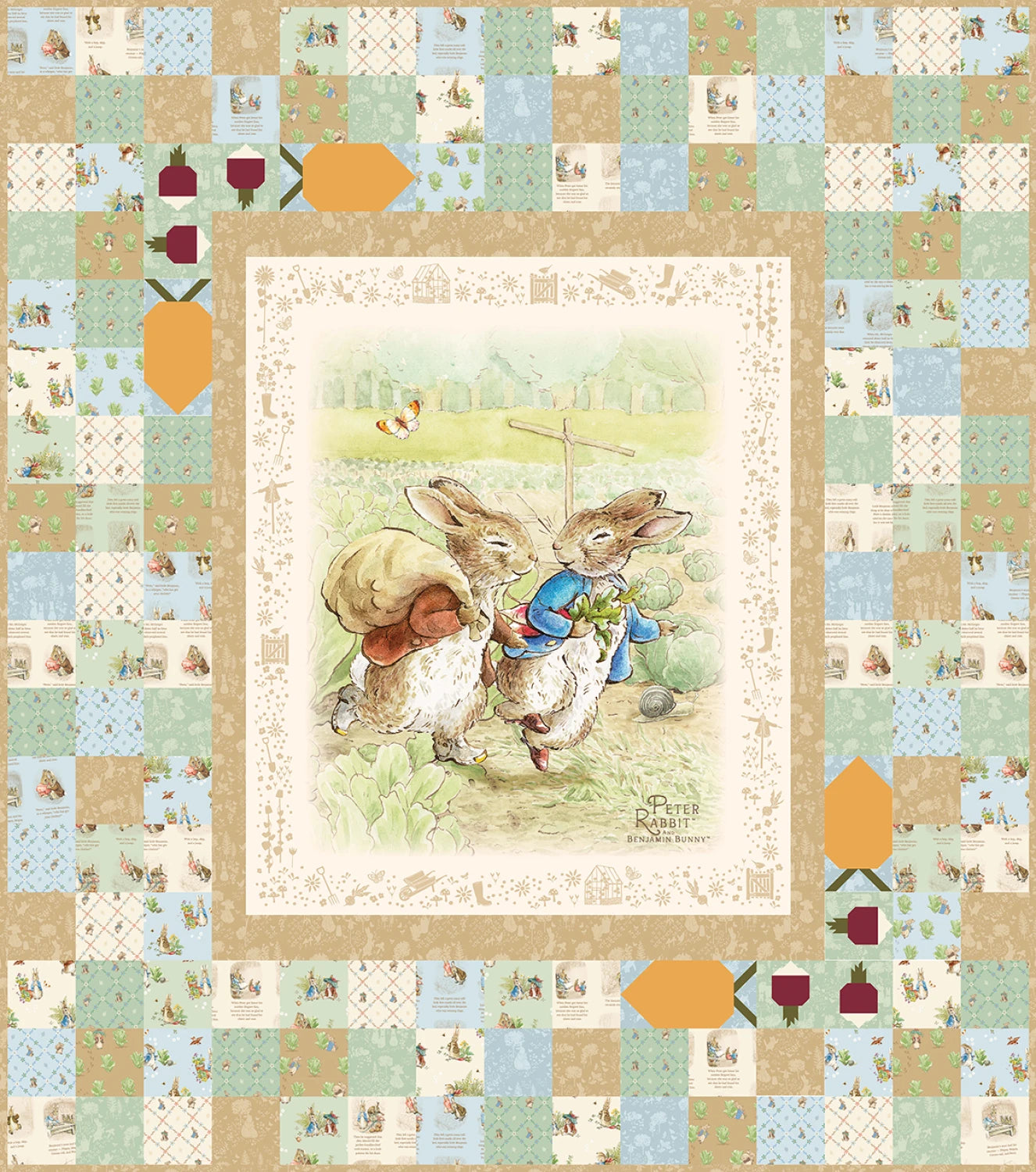 Pre-Order Peter Rabbit & Benjamin Bunny Peter's Garden Adventures Quilt Kit
# KT-17250