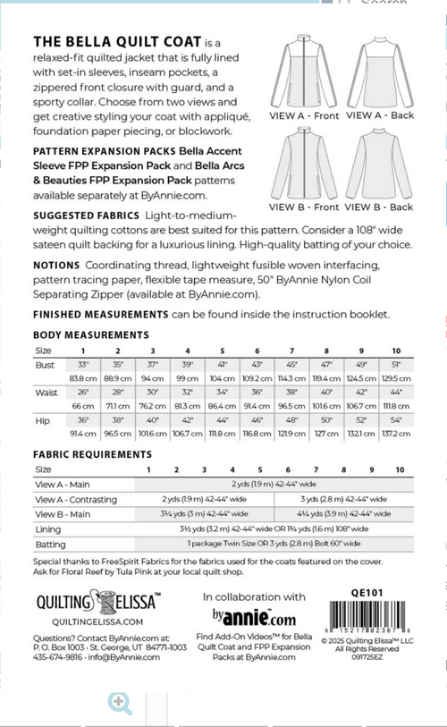 Bella Quilt Coat Pattern Pre-Order