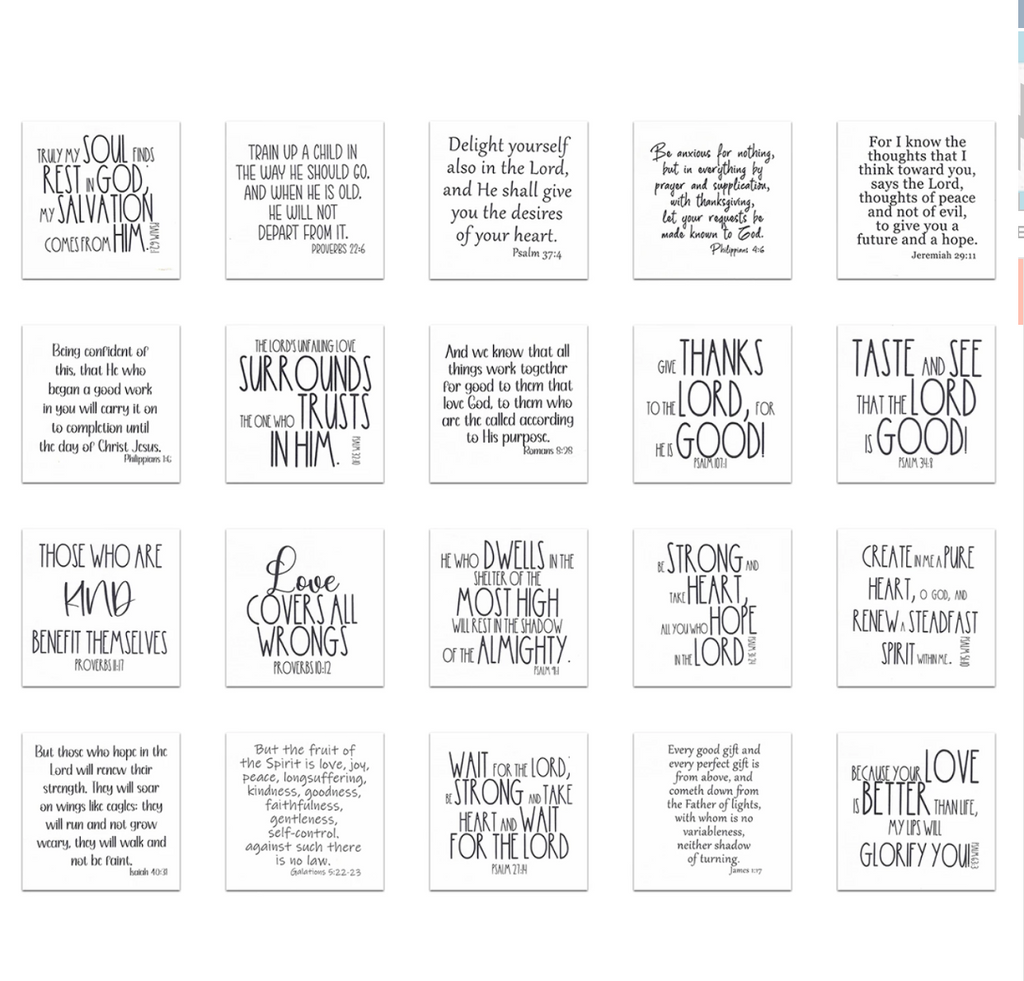 20 Precut Bible Verse Quilt Squares 3-1/2in