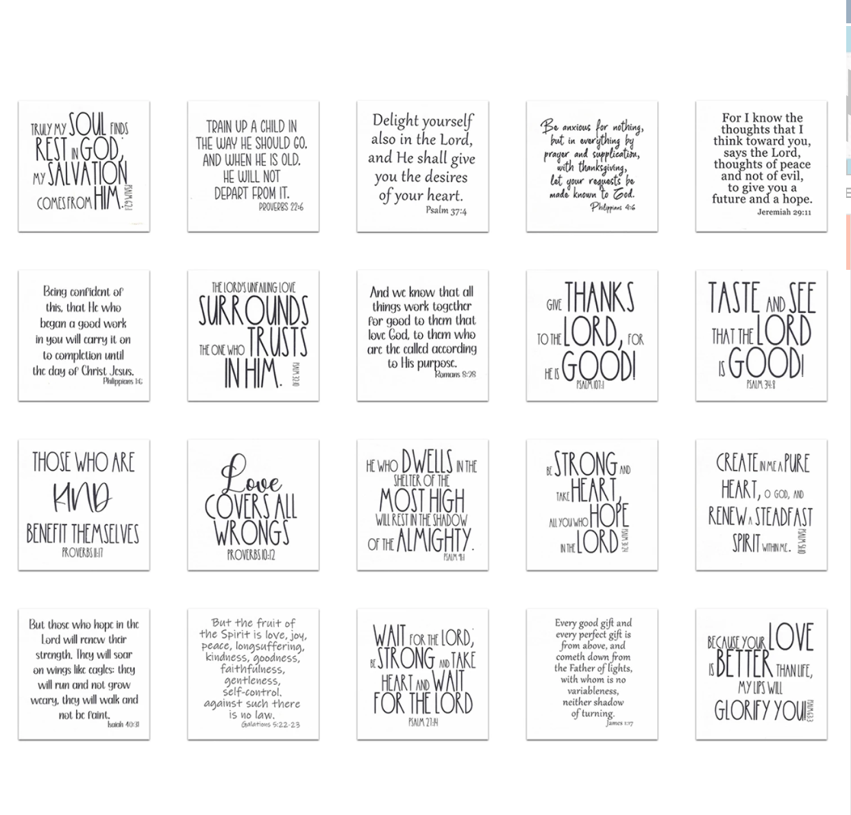 20 Precut Bible Verse Quilt Squares 3-1/2in